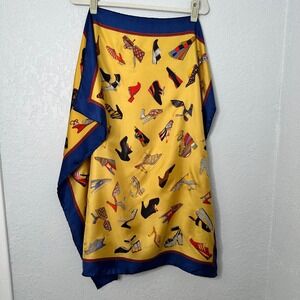 Salvatore‎ Ferragamo "Shoe Collection" Silk Scarf – Vintage Yellow & Navy